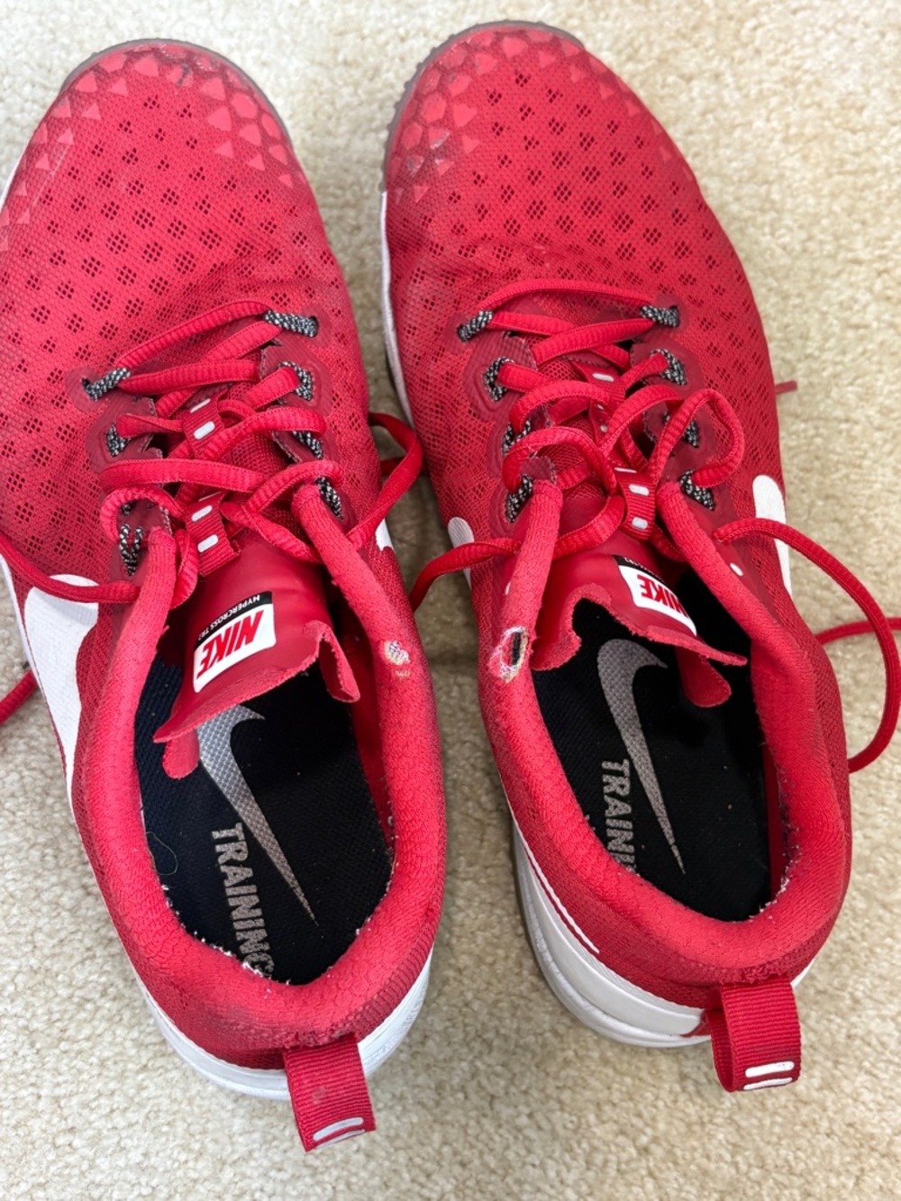 Nike Red and White Men's Training Shoes
